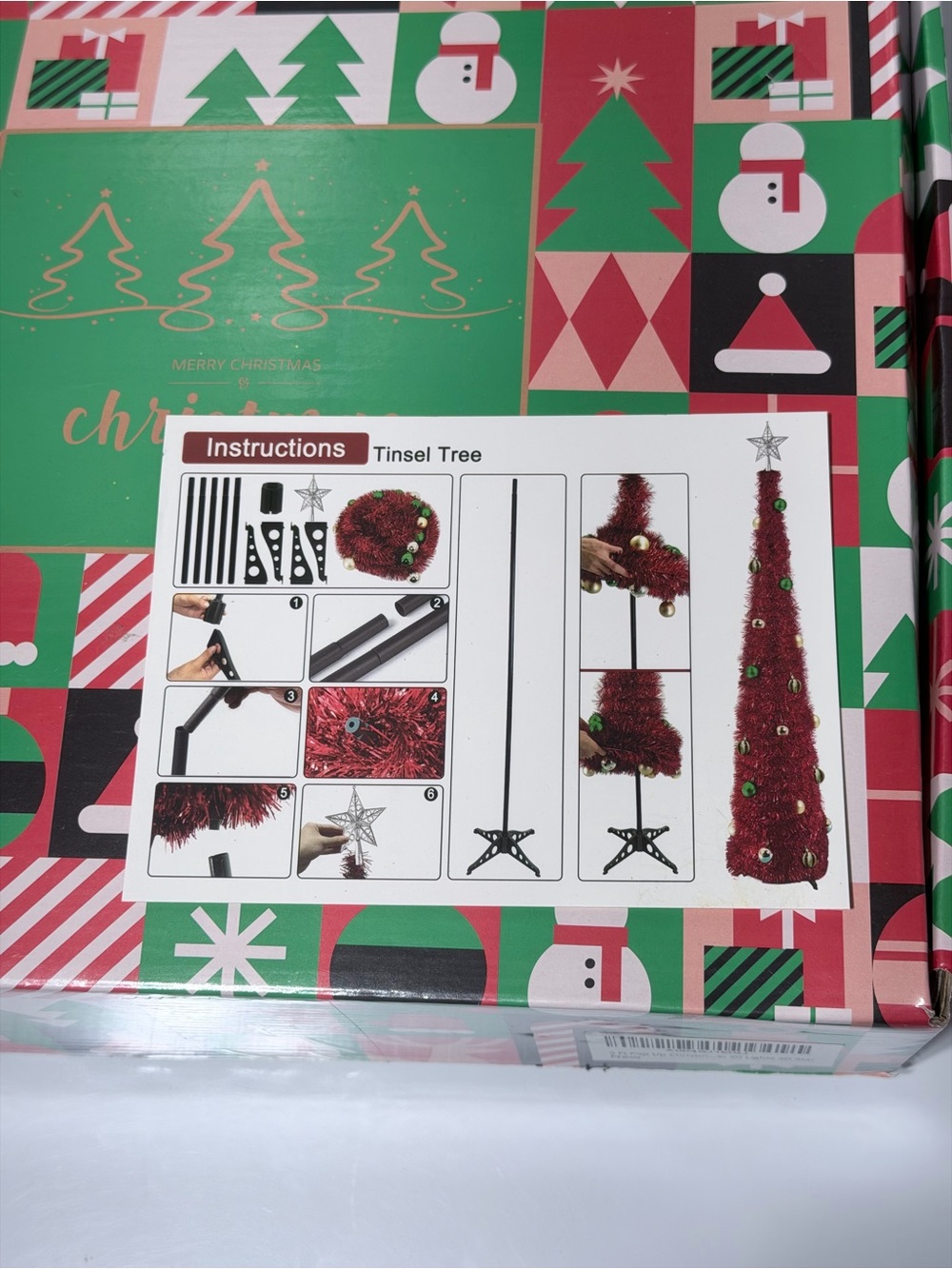 Tinsel Tree Holiday Decor - Red